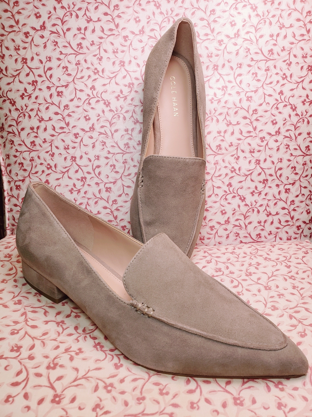 Cole Haan Taupe Suede Pointed-Toe Loafers for Women